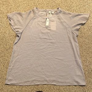NWT Nordstrom PLEIONE flutter sleeve sheer grey blouse (Large)